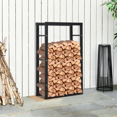 Kaminholzregal Kaminholzständer bis 100kg Stahl Schwarz
