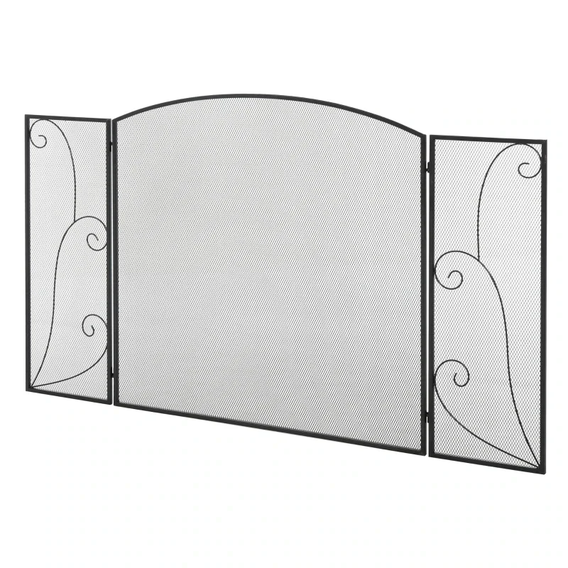 Kaminabdeckung, Kaminschutzgitter, Funkenschutz für Kamine, 3 Paneele, klappbar