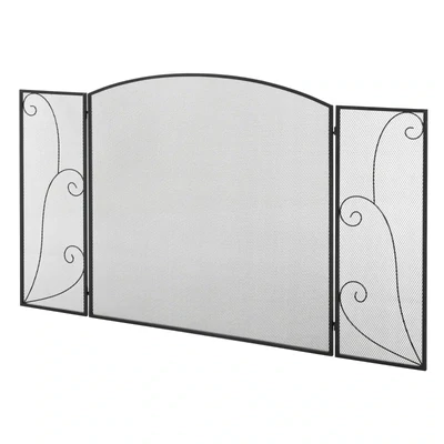 Kaminabdeckung, Kaminschutzgitter, Funkenschutz für Kamine, 3 Paneele, klappbar