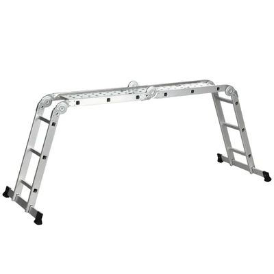 Mehrzweckleiter Arbeitsleiter 5-fach klappbar mit 2 Plattformen rutschfest rostfrei Aluminium