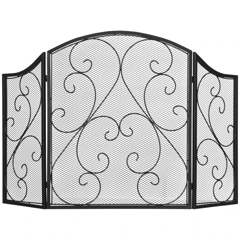 Kaminabdeckung, Kaminschutzgitter, Vintage-Design Schwarz