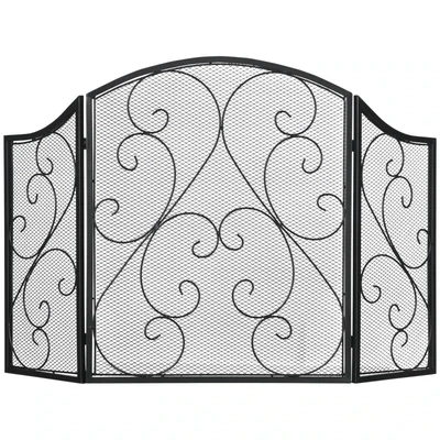 Kaminabdeckung, Kaminschutzgitter, Vintage-Design Schwarz