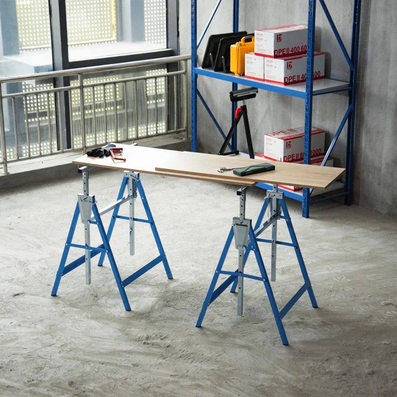 2 x Gerüstbock Unterstellbock Klappbock höhenverstellbar bis 200kg Stahl Blau 68 x 58 x 80-130 cm