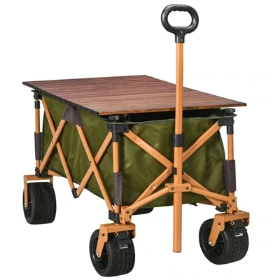 Bollerwagen, klappbar, mit Klapptisch, Stahlrahmen, Grün, 108 x 55 x 93 cm