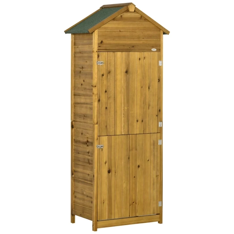 Geräteschrank, Gartenschuppen, 2 Regale, 2 Türen, wetterfest, Naturholz,