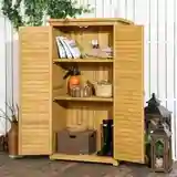 Gartenschrank mit Lamellentüren | Gerätehaus | 87 x 46,5 x 160 cm | Natur