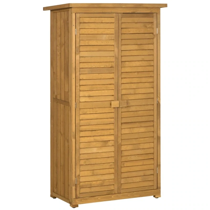 Gartenschrank mit Lamellentüren | Gerätehaus | 87 x 46,5 x 160 cm | Natur