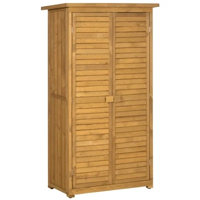 Gartenschrank mit Lamellentüren | Gerätehaus | 87 x 46,5 x 160 cm | Natur