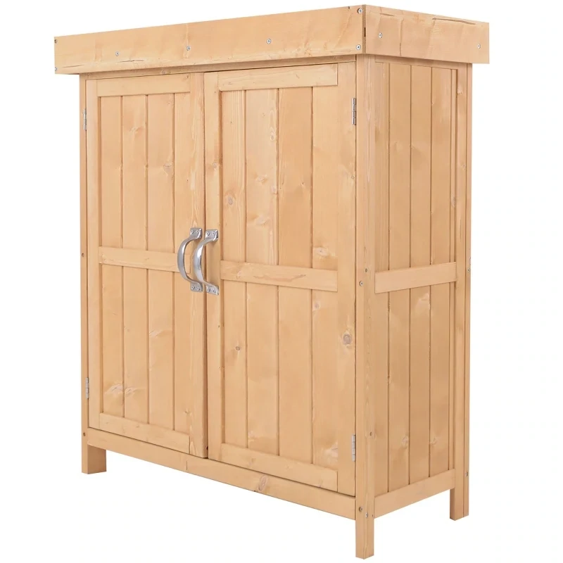 Geräteschuppen Gartenschrank 2 Fächer Tannenholz Natur