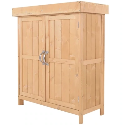 Geräteschuppen Gartenschrank 2 Fächer Tannenholz Natur