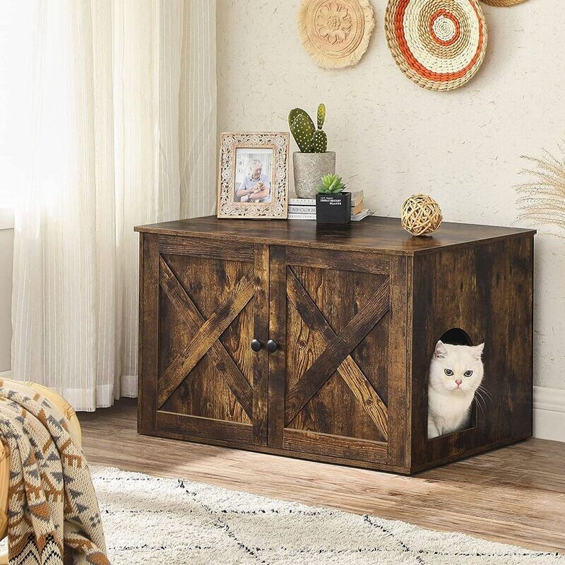 Katzenschrank für Katzentoilette mit Türen vintagebraun