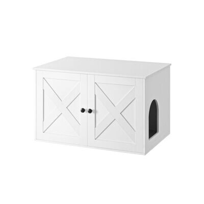 Katzenschrank für Katzentoilette mit Türen weiss