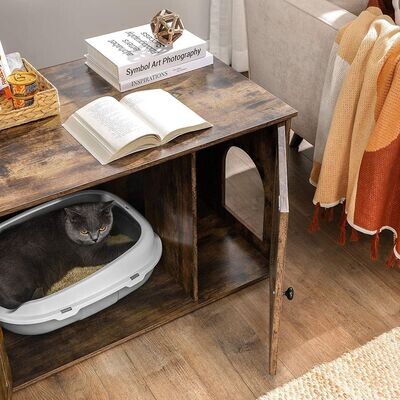 Katzenschrank für Katzentoilette mit Türen vintagebraun