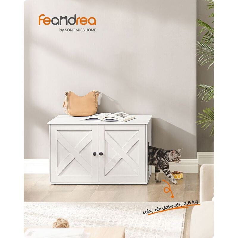 Katzenschrank für Katzentoilette mit Türen weiss