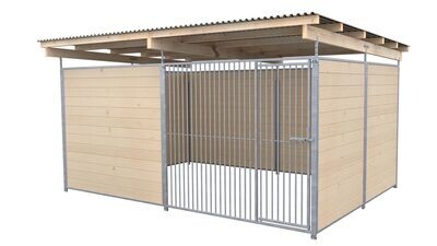 SAUERLAND Hundezwinger 3 x 4 m | 3,5-seitig geschlossen | naturbelassen | Rohrstab Abstand 5 cm
