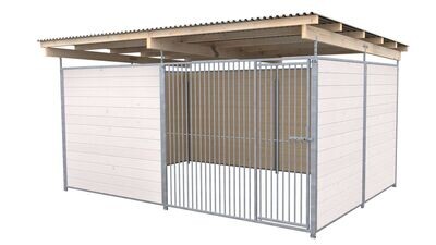 SAUERLAND Hundezwinger 3 x 4 m | 3,5-seitig geschlossen | weiss | Rohrstab Abstand 5 cm