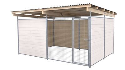 SAUERLAND Hundezwinger 3 x 4 m | 3,5-seitig geschlossen | weiss lasiert | Gitter 5x5 cm