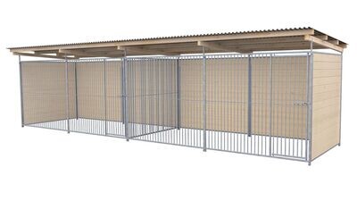 SAUERLAND Hundezwinger 2 x 6 m Doppelzwinger | 3-seitig geschlossen | naturbelassen | Rohrstab Abstand 5 cm