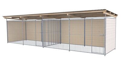 SAUERLAND Hundezwinger 2 x 6 m Doppelzwinger | 3-seitig geschlossen | weiss| Rohrstab Abstand 5 cm