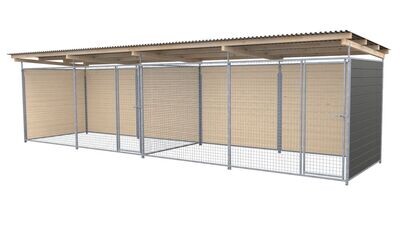 SAUERLAND Hundezwinger 2 x 8 m Doppelzwinger | 3-seitig geschlossen | graphitgrau | Gitter 5x5 cm
