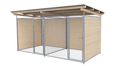 SAUERLAND Hundezwinger 2 x 4 m Doppelzwinger | 3-seitig geschlossen | naturbelassen | Gitter 5x5 cm