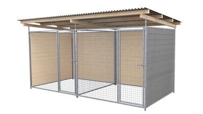 SAUERLAND Hundezwinger 2 x 4 m Doppelzwinger | 3-seitig geschlossen | platingrau | Gitter 5x5 cm
