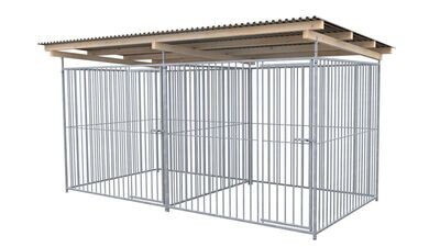 SAUERLAND Hundezwinger 2 x 4 m Doppelzwinger | rundum offen | Metall | Rohrstab Abstand 8cm