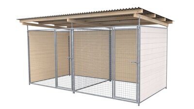 SAUERLAND Hundezwinger 2 x 4 m Doppelzwinger | 3-seitig geschlossen | weiss lasiert | Gitter 5x5 cm