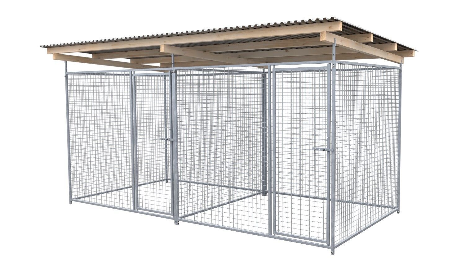 SAUERLAND Hundezwinger 2 x 4 m Doppelzwinger | rundum offen | Metall | Gitter