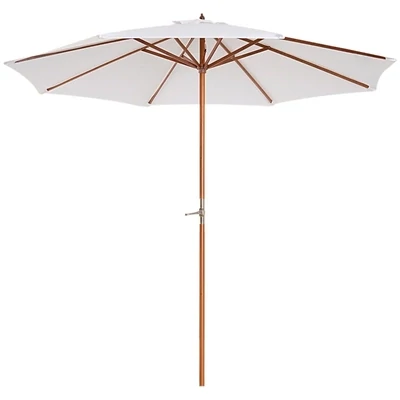 Sonnenschirm Holz Gartenschirm Marktschirm Φ2,7m Kurbel creme