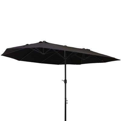 Doppelsonnenschirm Terrassenschirm mit Handkurbel Schwarz Oval 460 x 270 x 240 cm
