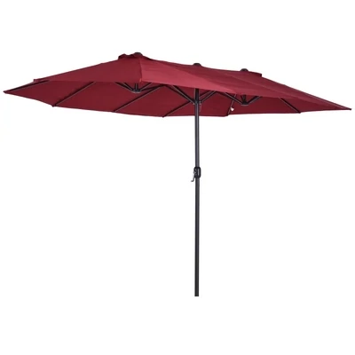 Sonnenschirm mit Handkurbel Gartenschirm Marktschirm Doppel 460x270cm Weinrot