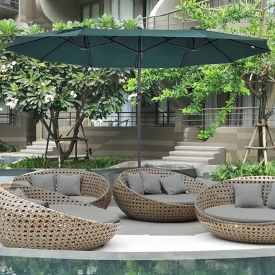 Sonnenschirm Gartenschirm Marktschirm Doppelsonnenschirm Kurbel Oval L460 cm