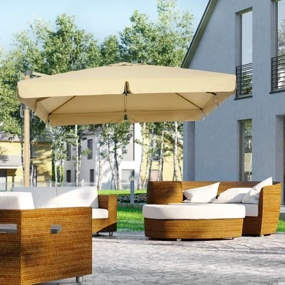 Sonnenschirm, Ampelschirm, neigbar, höhenverstellbar, mit Schutzhülle, khaki