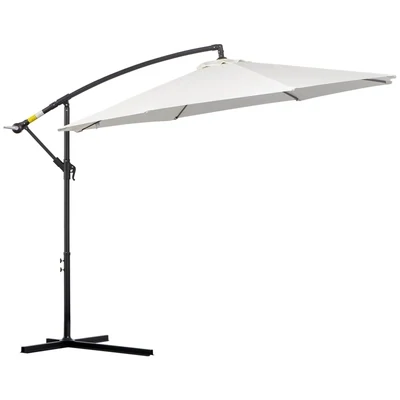 Sonnenschirm Ampelschirm Kurbelschirm Rund,Creme, Ø3 x 2,5H m