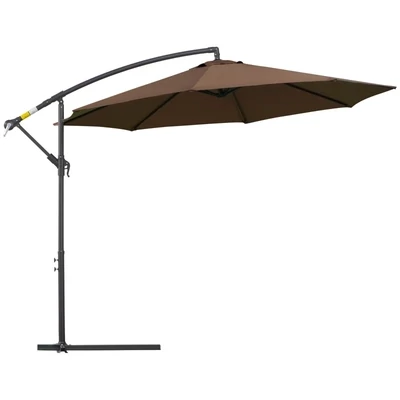 Sonnenschirm Ampelschirm Kurbelschirm Rund,braun, Ø3 x 2,5H m