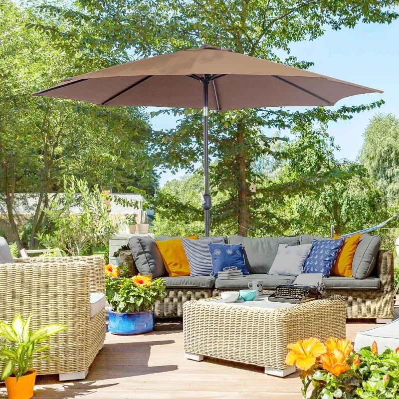 Sonnenschirm Knickschirm Gartenschirm mit Handkurbel Stahl 180/㎡ Polyester Braun Ø3 x 2,45 m