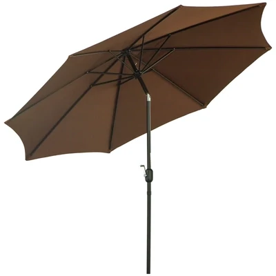 Sonnenschirm Knickschirm Gartenschirm mit Handkurbel Stahl 180/㎡ Polyester Braun Ø3 x 2,45 m