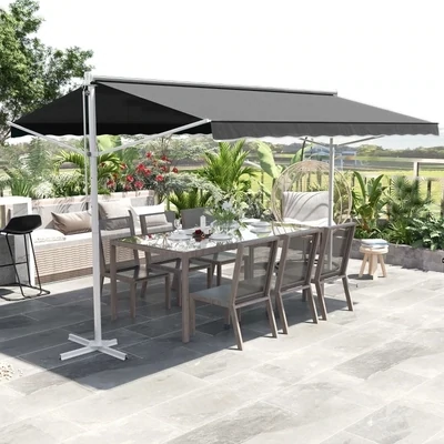 Sonnenstore Standmarkise Gartenmarkise Grau 4x3m