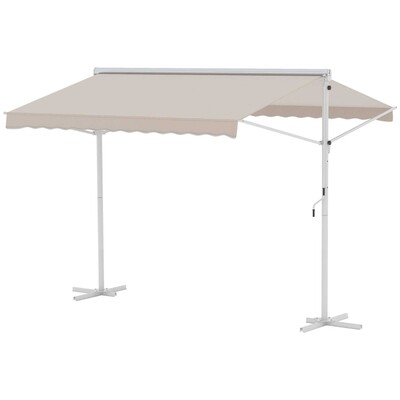 Sonnenstore Standmarkise Gartenmarkise mit Faltarm Creme 2,95x2,94m