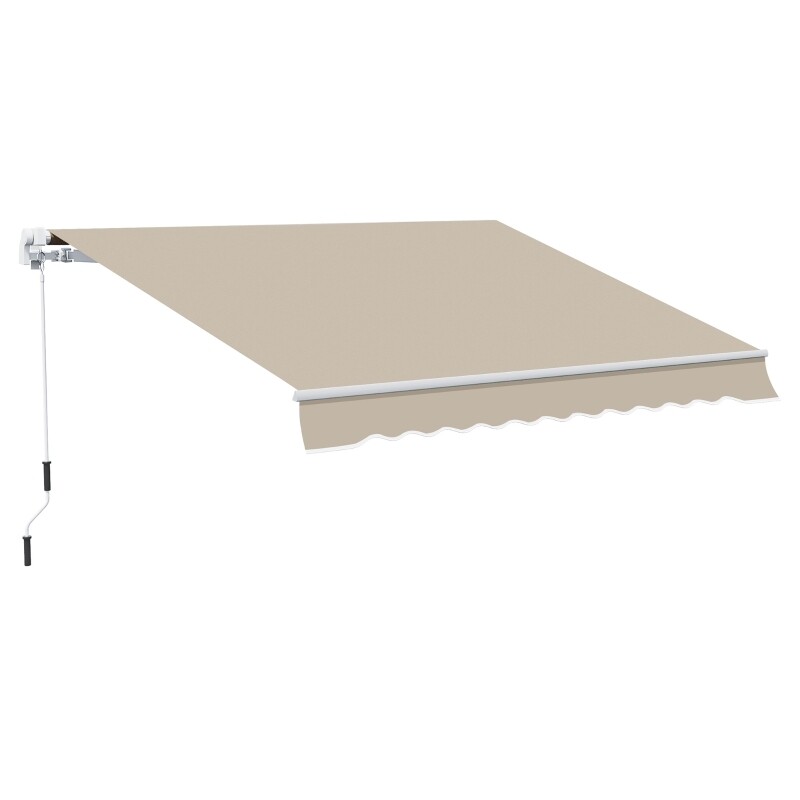 Sonnenstore,  Markise, Sonnenschutz, einfahrbar, mit Handkurbel, Metallrahmen, Polyester, Weiss+Beige 3,95 x 2,45 m