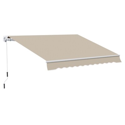 Sonnenstore,  Markise, Sonnenschutz, einfahrbar, mit Handkurbel, Metallrahmen, Polyester, Weiss+Beige 3,95 x 2,45 m