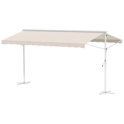 Sonnenstore Standmarkise Gartenmarkise mit Faltarm Creme 4,5 x 3,4 m