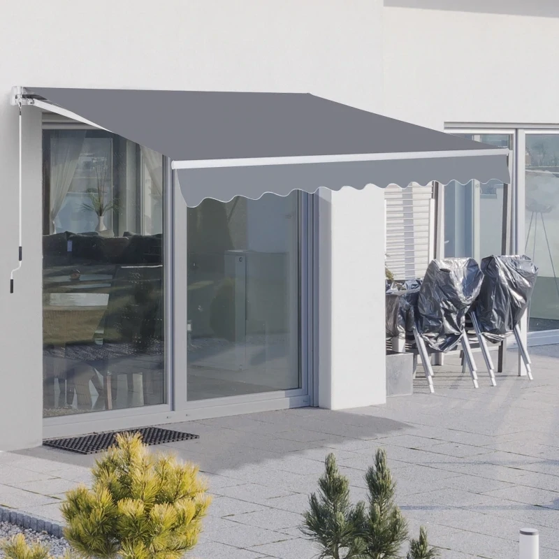 Sonnenstore Markise 3,5m x 2,5m Handkurbel Grau Alu