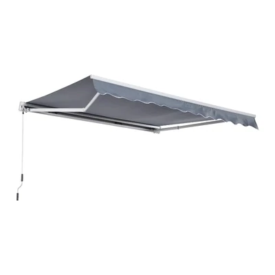 Sonnenstore Alu Gelenkarm Markise 4m x 3m Sonnenschutz grau