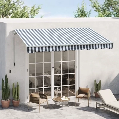 Sonnenstore Markise Gelenkarmmarkise Sonnenschutz Grau+Weiss 2,95x2,5m