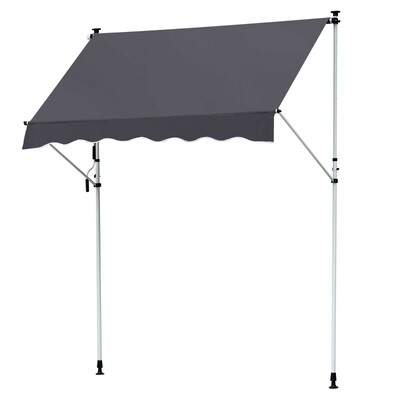 Sonnenstore Markise Faltarm Klemmmarkise Sonnenschutz Handkurbel Balkon Alu 2x1,2m Grau