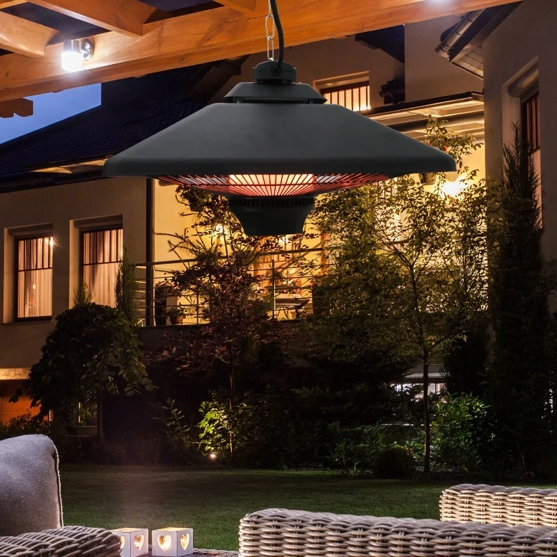 Heizstrahler, Terassenstrahler mit Fernbedienung | LED Beleuchtung | sw
