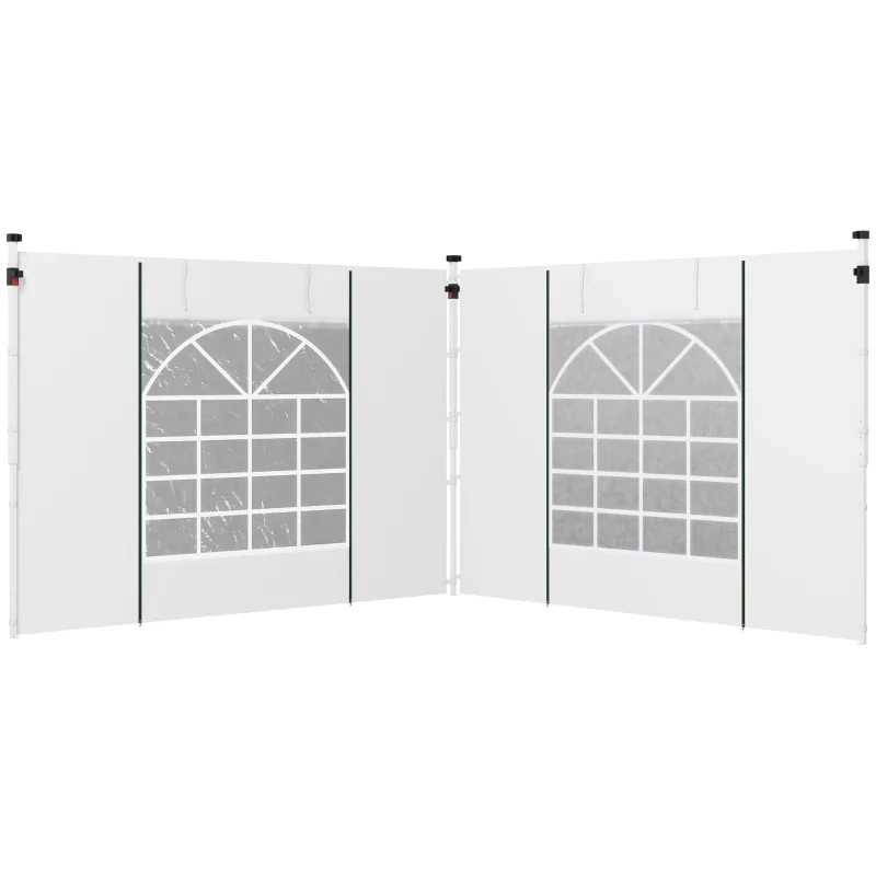 Pavillon-Vorhänge, 2er-Set, für 3x6m oder 3x3m Gartenpavillons, mit Fenstern und Türen, Weiss