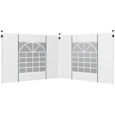 Pavillon-Vorhänge, 2er-Set, für 3x6m oder 3x3m Gartenpavillons, mit Fenstern und Türen, Weiss